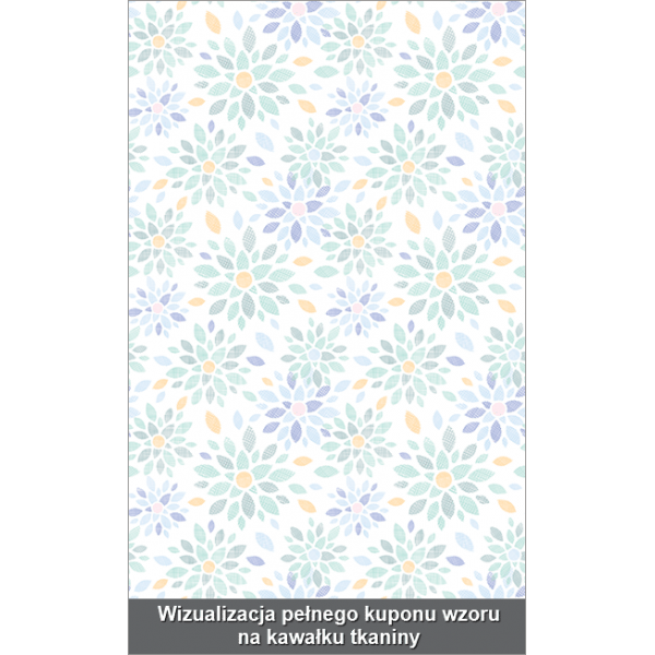 Tkanina dekoracyjna woal  -  VINTAGE FLOWERS TURQOUISE II