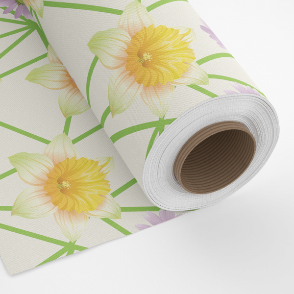Tkanina dekoracyjna -  YELLOW & PURPLE FLOWERS