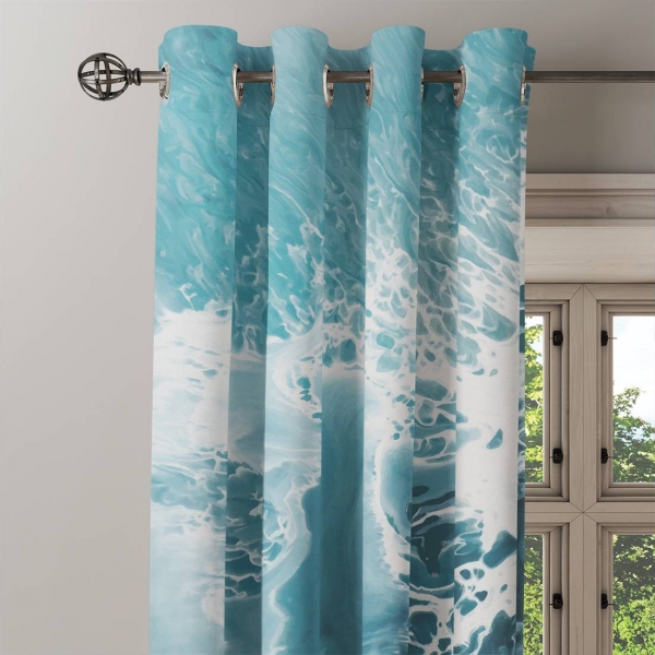 Zasłona - Niebieski marmur z taflą morza
