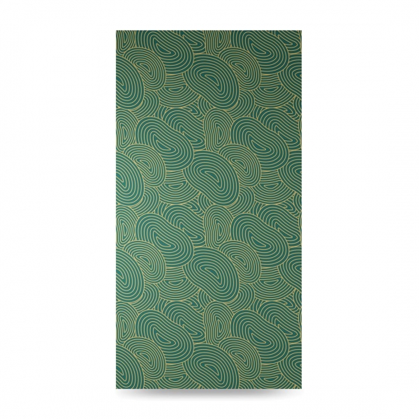 Zasłona - Owlane kształty na zielonym tle